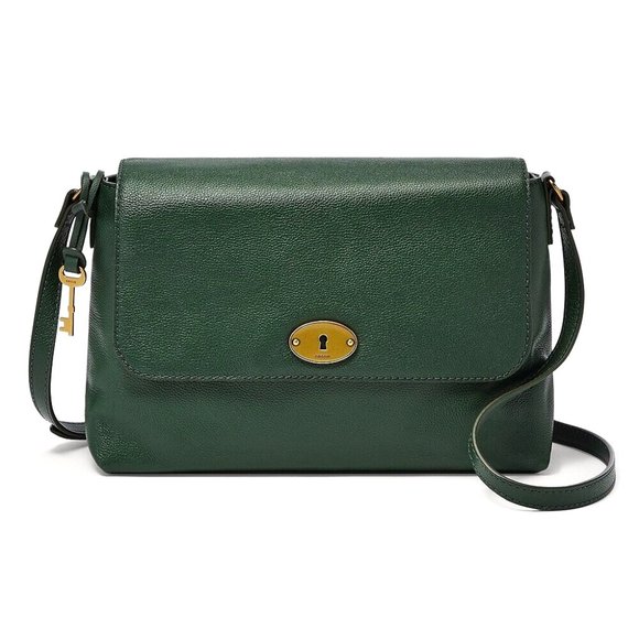 New Fossil Gabriella Medium Flap Crossbody Pine Green - Picture 1 of 4